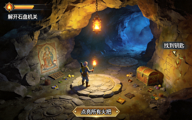 益智冒险玩法洞穴解谜场景截图